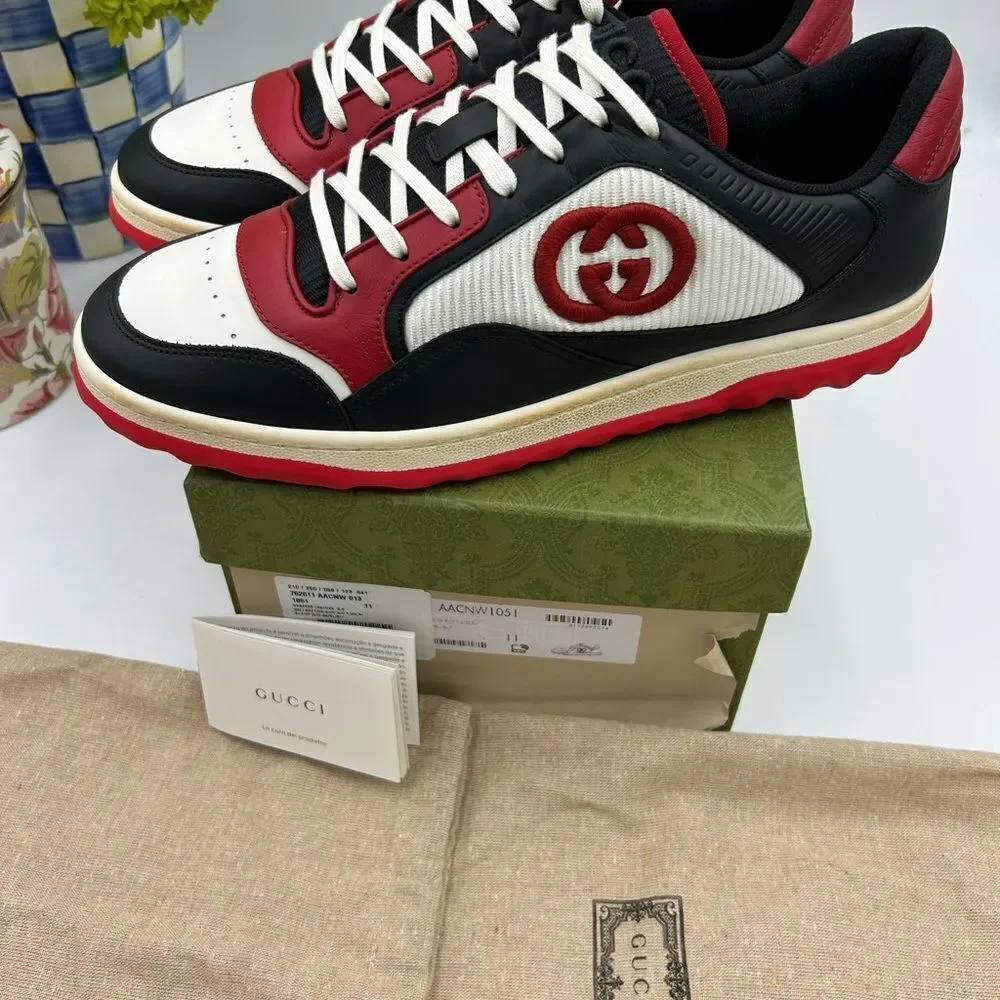 Men's Gucci Mac 80 low top leather sneakers size 11 fits 11.5 US made in Italy